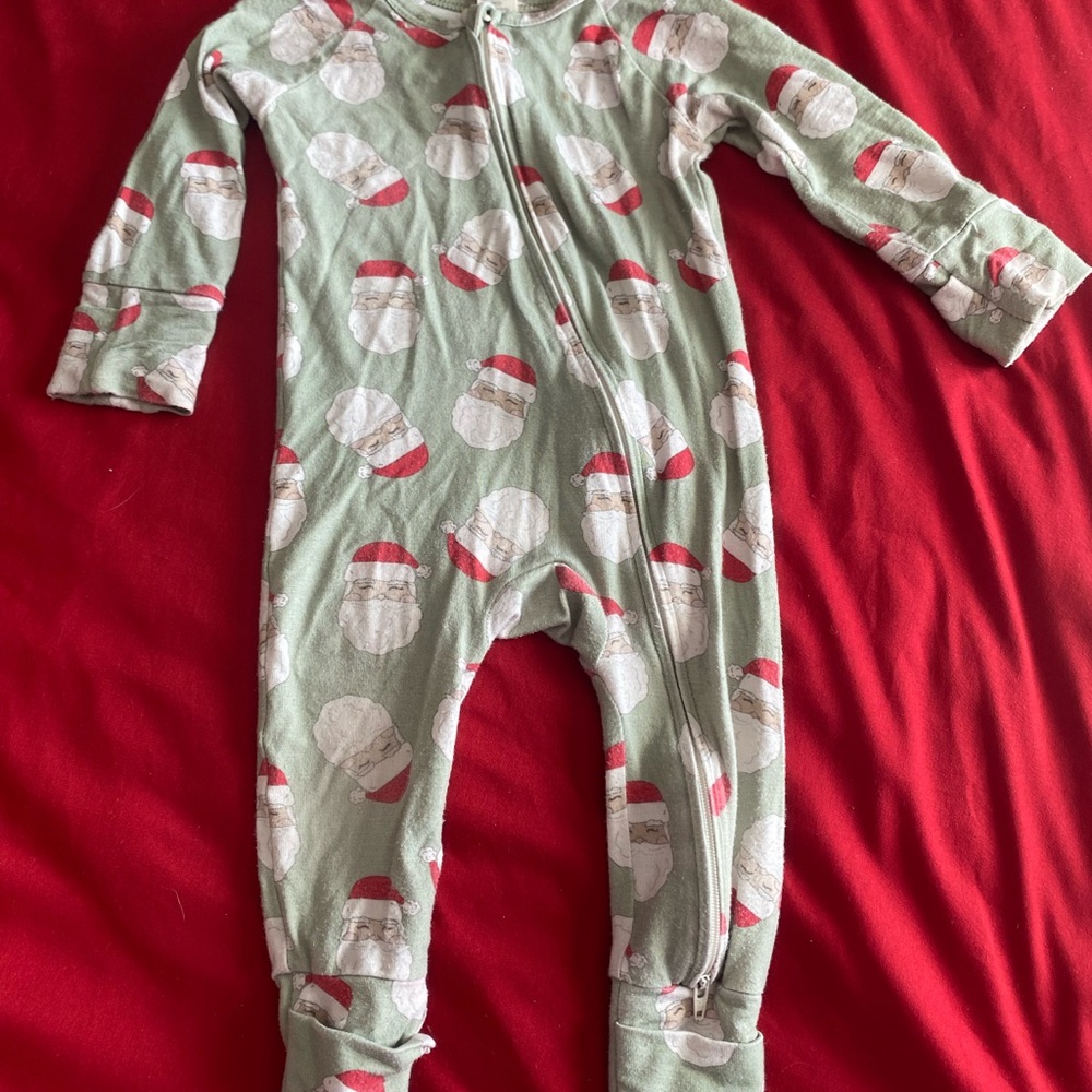 Bamboo Green Santa Print One-Piece Pajamas